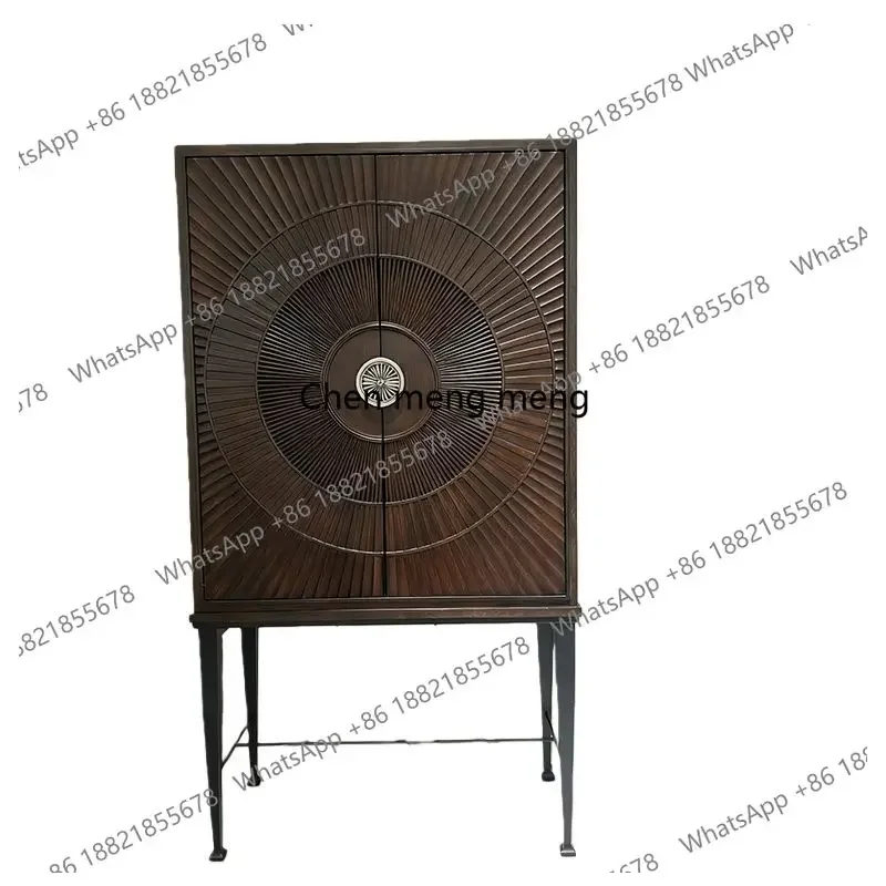 

retro Chinese solid wood wine cabinet/French American living room carved locker/floor display cabinet