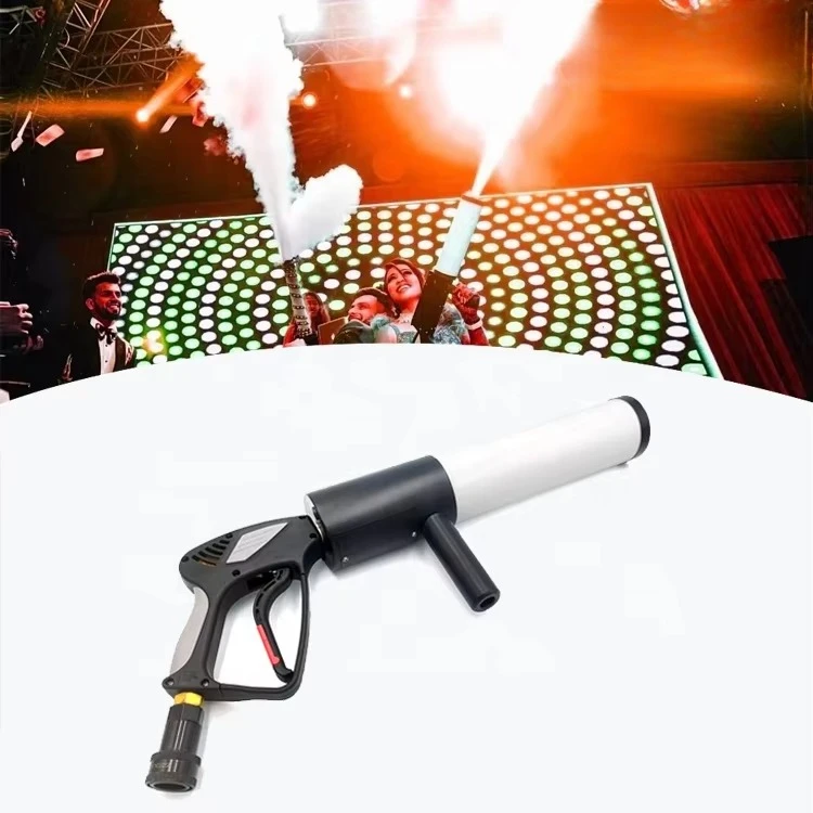 

Stage Equipment Handheld Dj Co2 Jet Gun Machine with RGB LED Changing Light Fog Gas Shoot Gun Cannon for Party Wedding bar Show