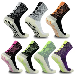 Mid-Tube Anti-Slip Football Socks Adults Men Women Sports Socks Non-Slip Silicone Towel Bottom Soccer Baseball Grip Socks