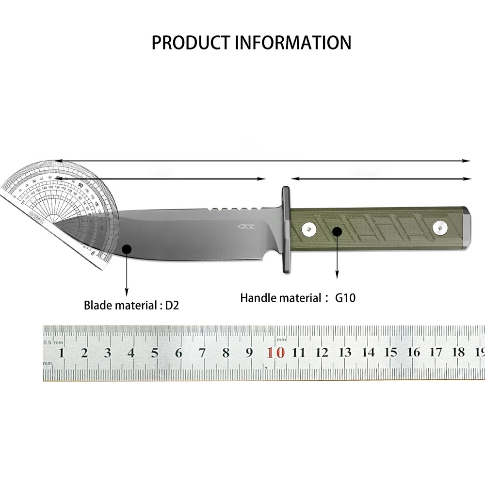 ZT 006 Tactical D2 Fixed Blade G10 Handles Tactical Hunting Knife Self Defense EDC Camping Tools Outdoor Combat Knives