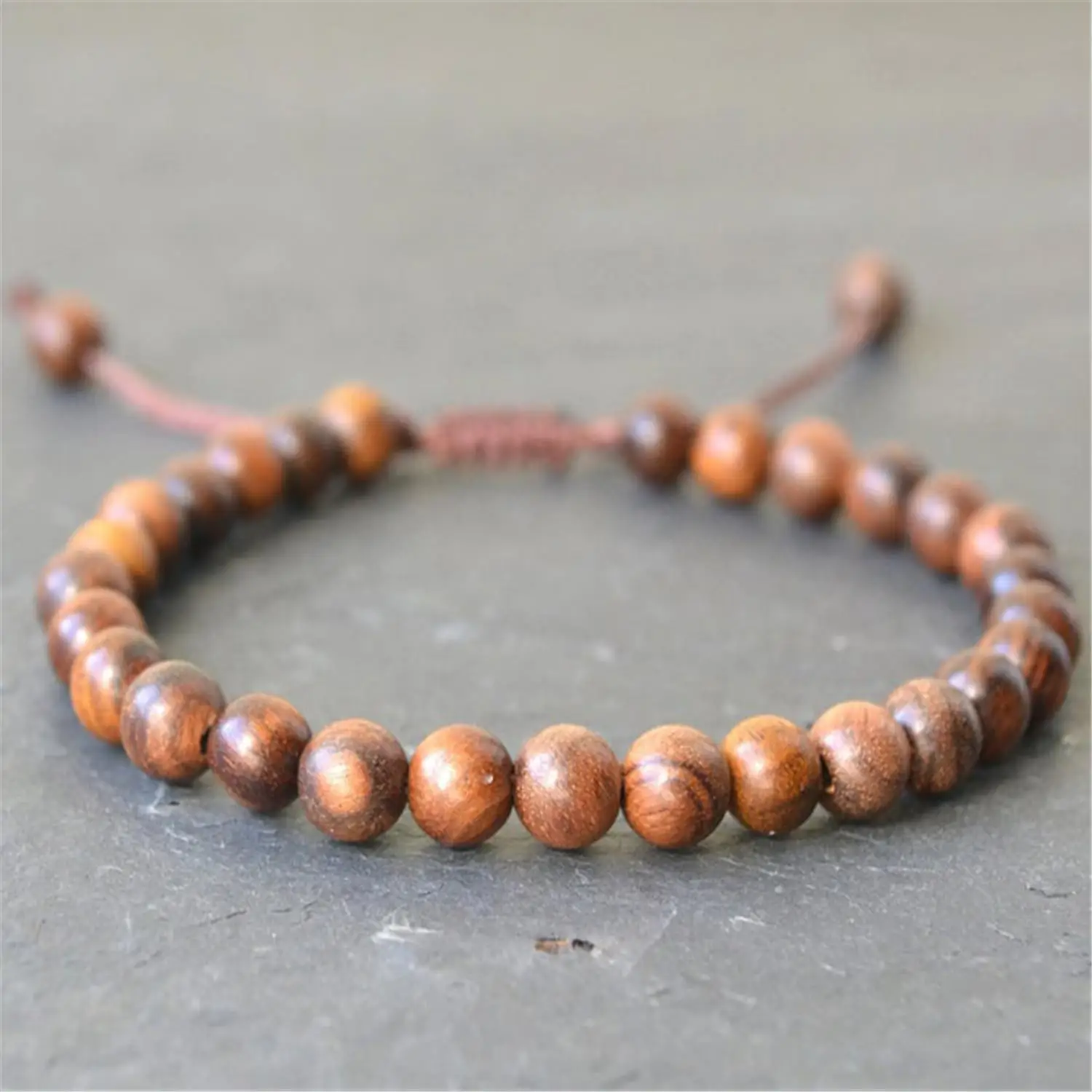 Wood Beads Adjustable Mala Bracelet Bangle  Party Beaded Men Wrap Unique Artisan Teens Eco-Friendly Prayer