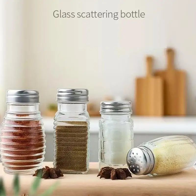 Kitchen Clear Glass Spice Bottle Barbecue Seasoning Bottle With Lid Salt Pepper Shaker Pepper Shaker Mini Seasoning Jar Set - view 4