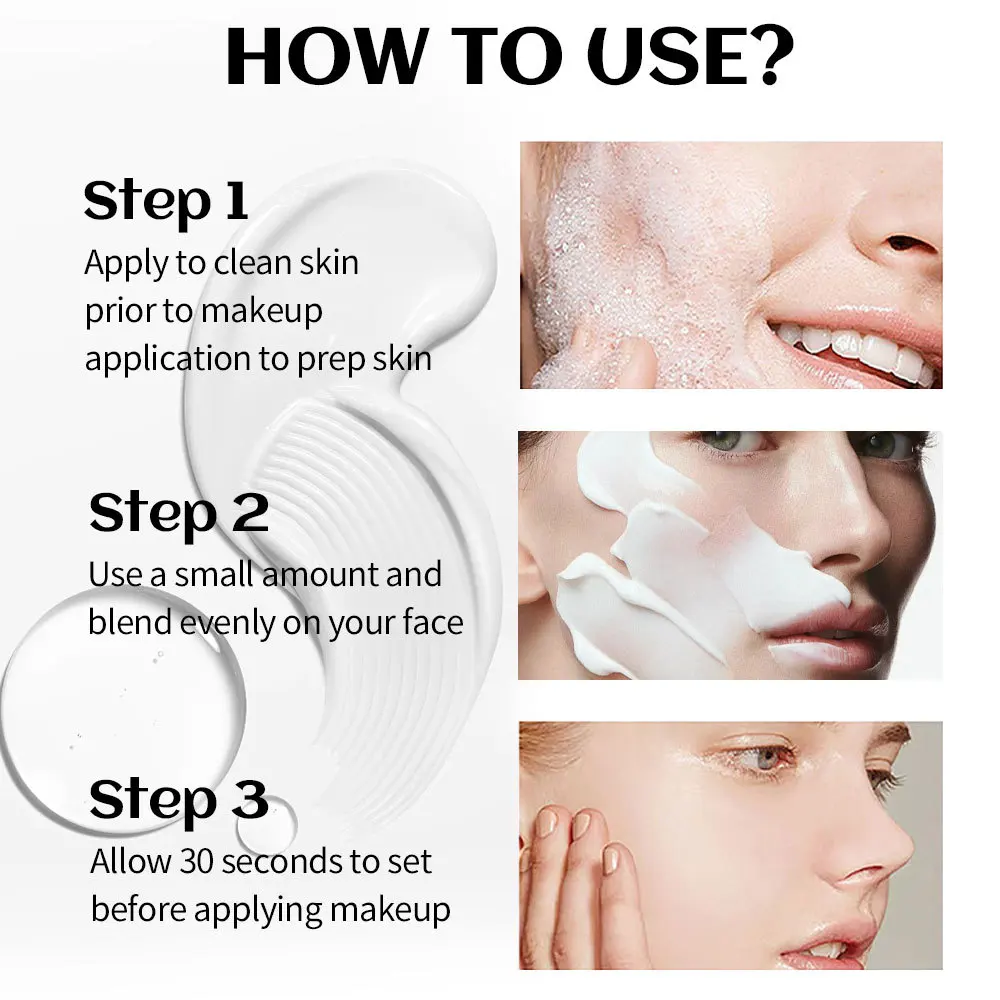 Primer per il trucco, primer viso idratante e nutriente, pori invisibili, primer gel a tubo morbido, illumina il tono della pelle e duratura