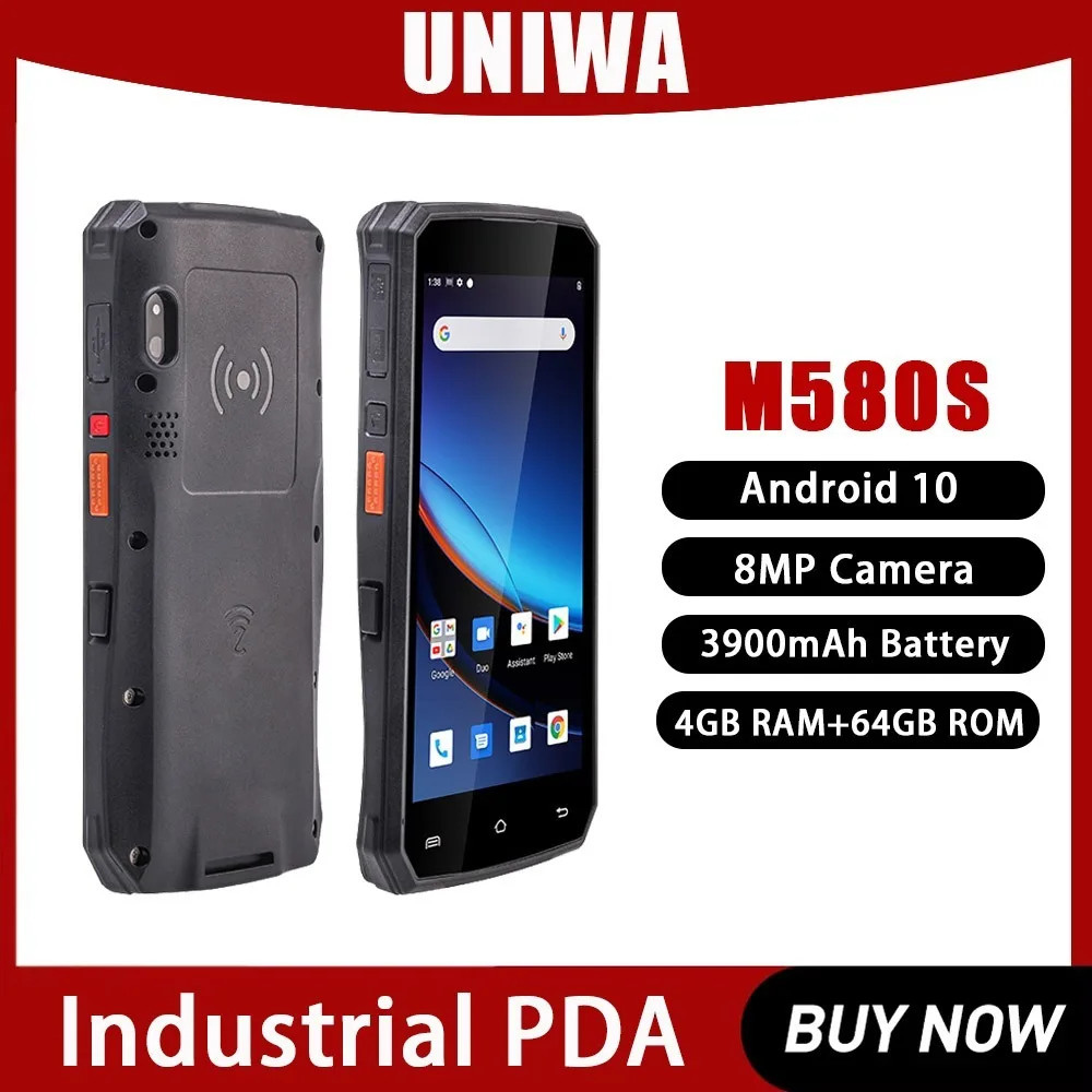 UNIWA M580S 4G Smartphone Android 10 4GB RAM+64GB ROM Industrial Rugged PDA with Barcode Scanner 8MP 3900mAh NFC Mobile Phone