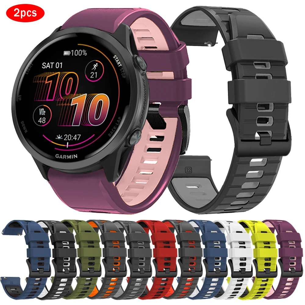 2 Stück Silikon-Uhrenarmband für Garmin Venu Sq 2 3 4 Vivoactive 6 20mm 22mm Armband für Garmin Forerunner 165 265 570 Sportarmband