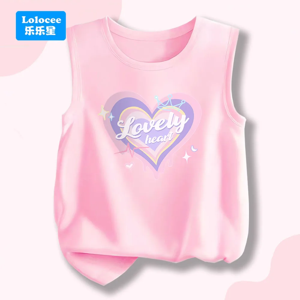 

Lolocee Girls' 5 Colors Tank Top, Lovely Colorful Heart Graphic Vest, Cute Kids' Sleeveless T-Shirt AXCH1