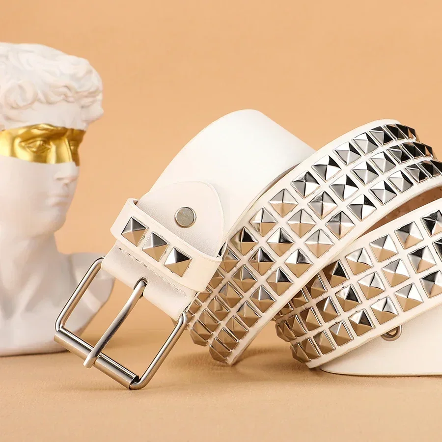 Trendiger Nietengürtel, Heavy-Metal-Gürtel für Männer und Frauen, Punk-Nachtclub-Rock-Stil-Gürtel, Jeansgürtel, Y2K-Gürtel, modische Dekoration, Damengürtel – Detail 4