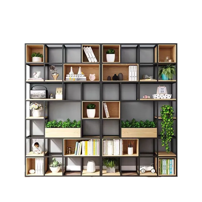 ^Office screen living room display multi-layer storage rack Bogu rack light luxury wrought iron partition wall floor rack