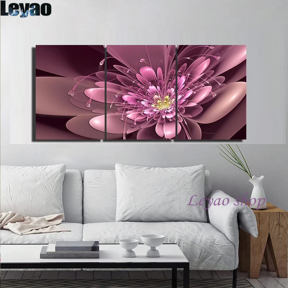 Diy 5d Diamond Painting Fractal abstract abstraction art 3 Pieces Full Square Diamond Mosaic Embroidery Decoration Triptych