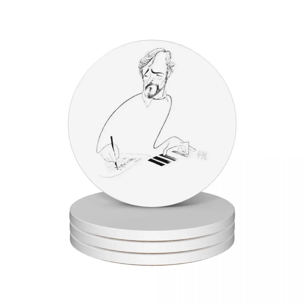 

Stephen Sondheim Illustration Broadway Fans Ceramic Coasters (Set of 4) white anti slip Coasters