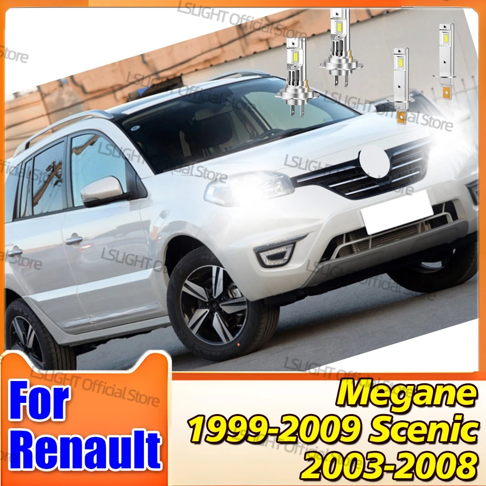 2/4Pcs High Low Beam 30000LM Headlight Bulbs For Renault Megane 1999-2009 Scenic 2003 2004 2005 2006 2007 2008 Super Brightness