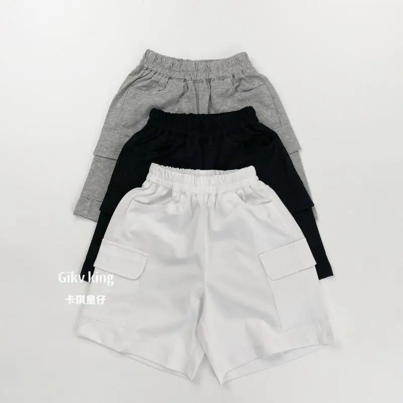 

2026 Summer New Children Loose Shorts Cotton Boys Fashion Pocket Shorts Solid Baby Girls Casual Shorts Kids Toddler Clothes