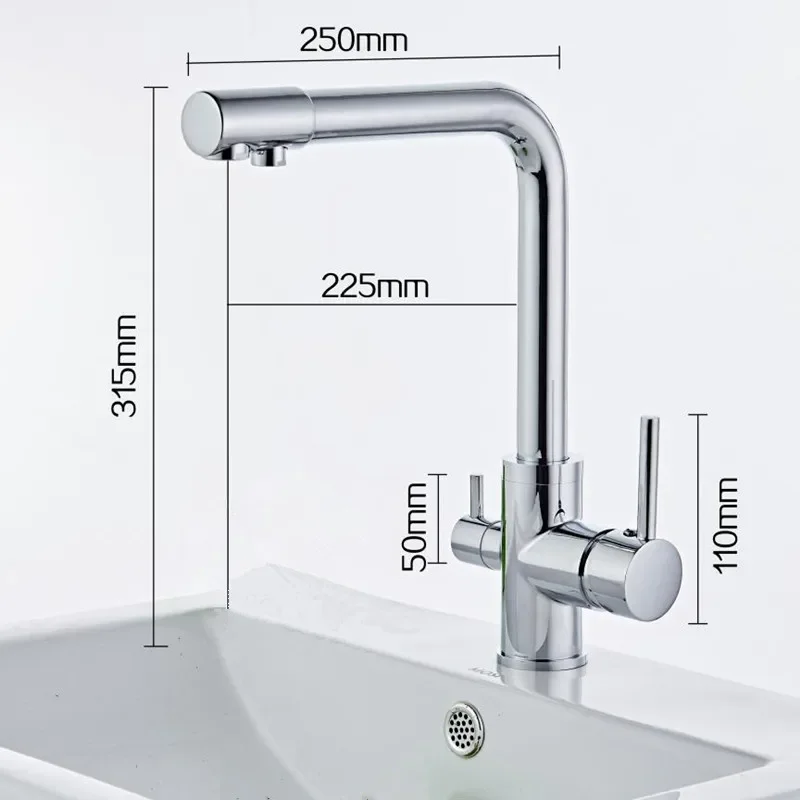 Gold/Black Basin Faucets Filter Kitchen Faucets Deck Mounted Mixer Tap 360 Rotation with Water Purification Features Mixer Tap