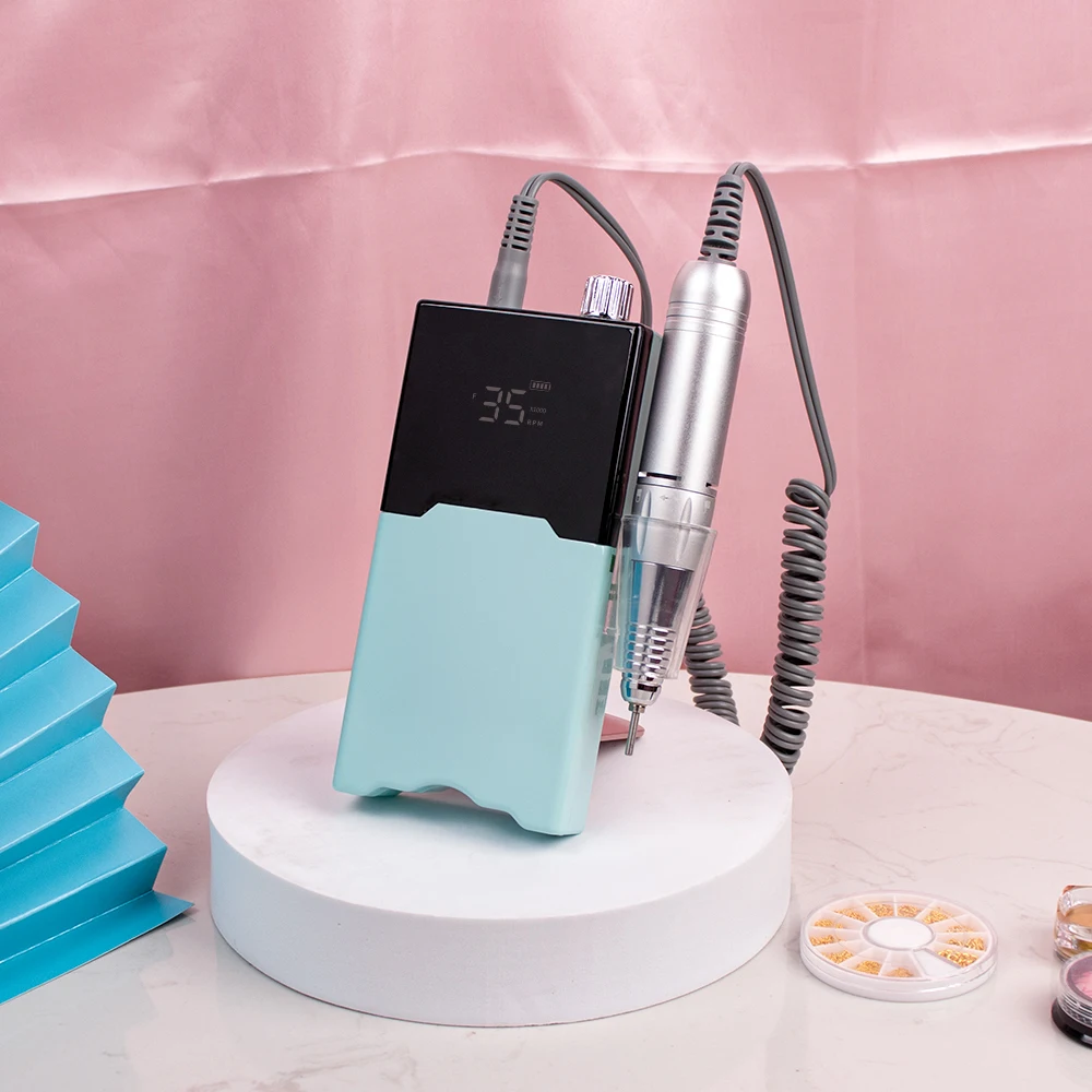 Base da tavolo portatile leggera per trapano per unghie senza fili per pratica di classe delle unghie con punte da trapano Ricaricabile 35000 giri/min