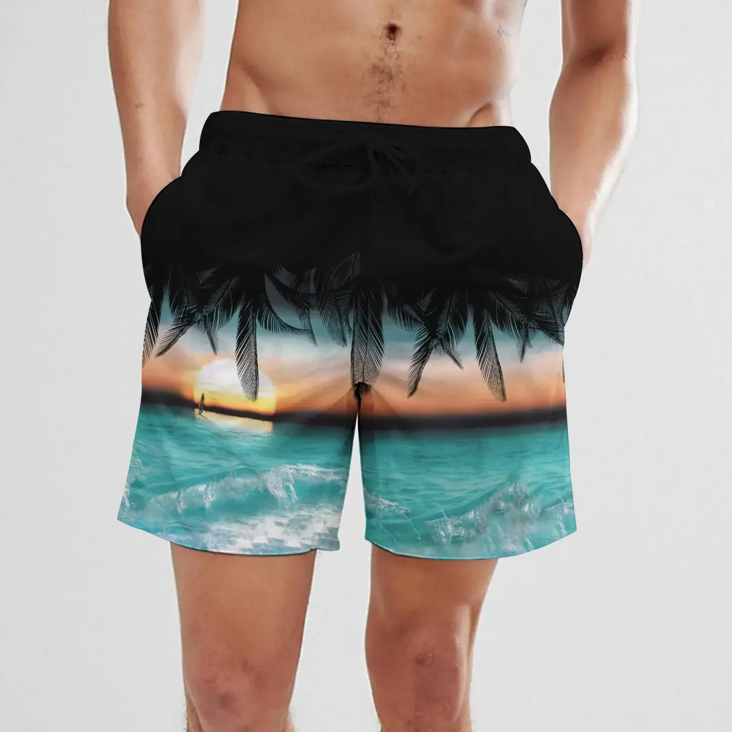 

Cool Men's shorts, summer 3D printed beach pants, sporty capri pants, men's loose quick-drying pants nan