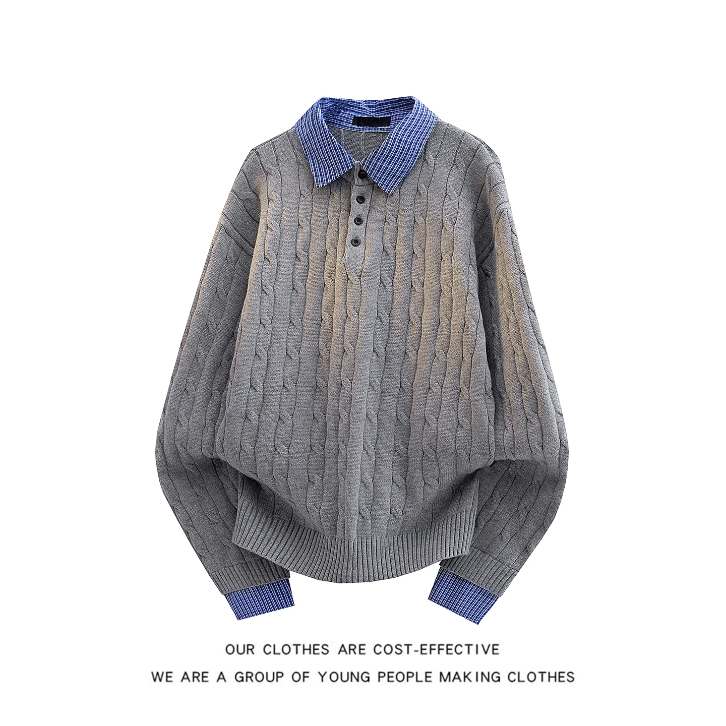 

Американский ретро-свитер с витым узором и вставками, мужской, повседневный, для пар, вязаный, весенне-осенний, с длинным рукавом