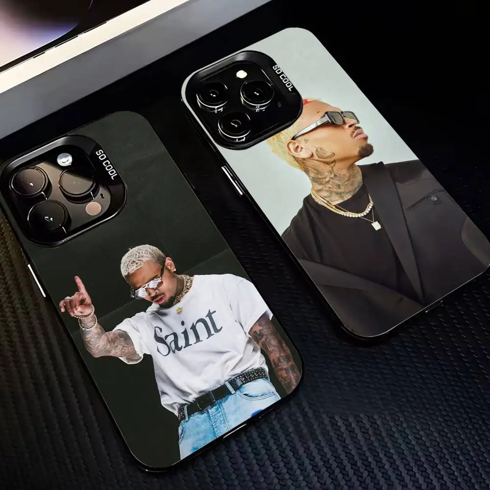 

Hip Hop singer C-Chris B-Brown-CB Phone Case For iPhone 17,16,15,14,13,12,11 Plus,Pro Max,XS,Colorful Silver Black Cover