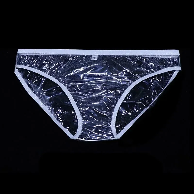 Calzoncillos sexis transparentes de plástico PVC para hombre, calzoncillos suaves y silenciosos ABDL para mujer, calzoncillos de talle bajo a prueba de fugas, bragas eróticas para parejas