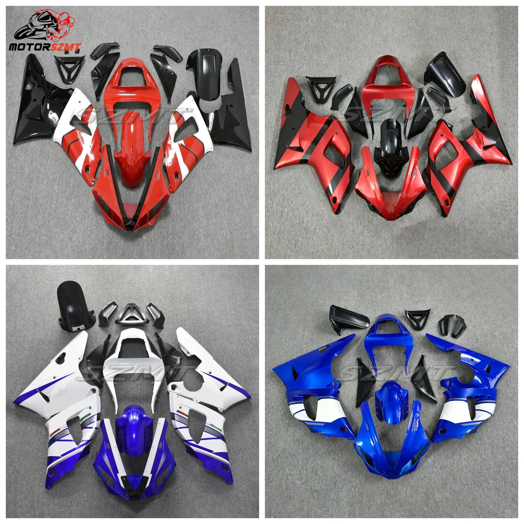 For Yamaha YZFR1 00-01 Sport Modified Fairing Kit Blue White Sprayed ABS Custom Motorcycle Outer Fairing Shell Covers