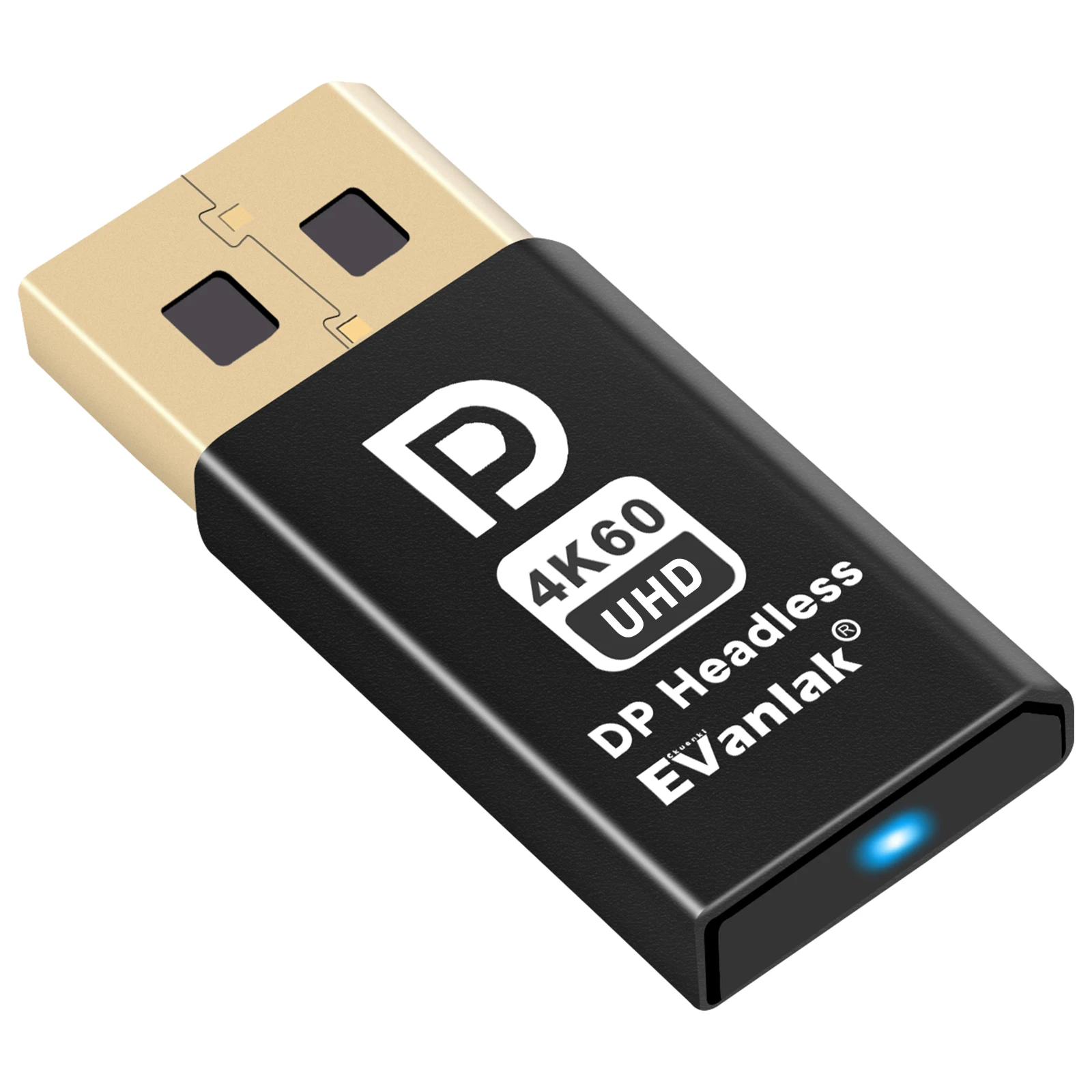 Evanlak DisplayPort Headless Ghost Display Emulator for PC DP Dummy Plug -fit Headless 1080@120Hz-4096x2160@60hz FHD