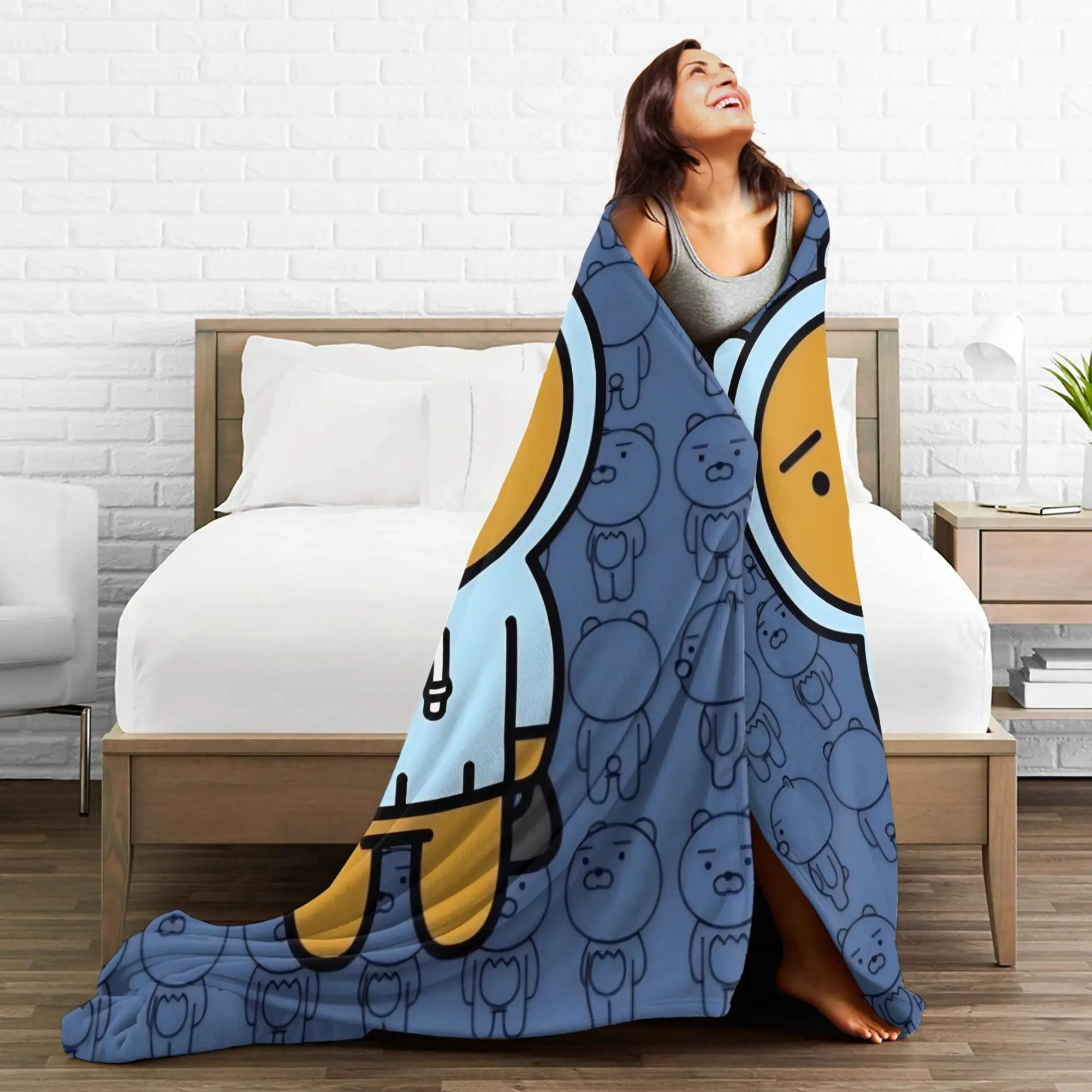 K-Kakaos F-Friends ريان بطانية سوبر لينة موضة أفخم الفراش يلقي للسفر في الهواء الطلق مكتب الفانيلا المفرش غطاء السرير