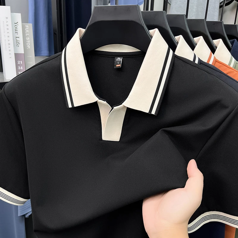 Short Sleeved Lapel Men's 2026 Summer New Item Business Casual Fashion Light Luxury Polo Shirt Top