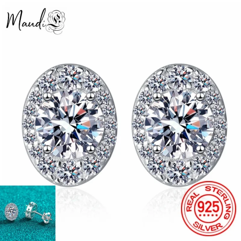 

1ct Oval Shape Real Moissanite Diamond Earring Round Cut 100% S925 Diamond Earrings for Women Men