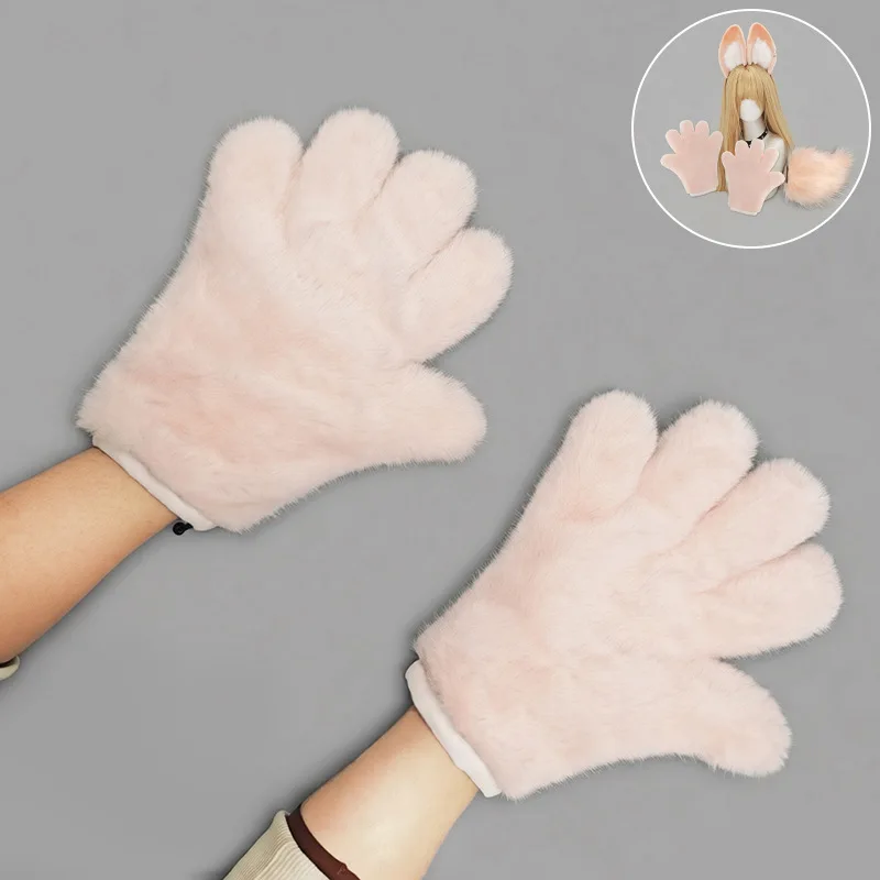 Cosplay Set of Rabbit Ears Tail Paws Anime Expo Plush Animal Ears Hairband Amusement Park Headwear Gift for Children Adults.