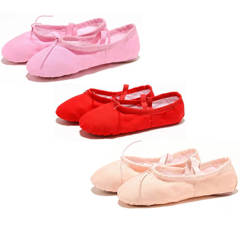 Yoga Gym Flat Slippers White Pink White Black Canvas Ballet Dance Shoes for Girls Children Women Teacher Ballerina