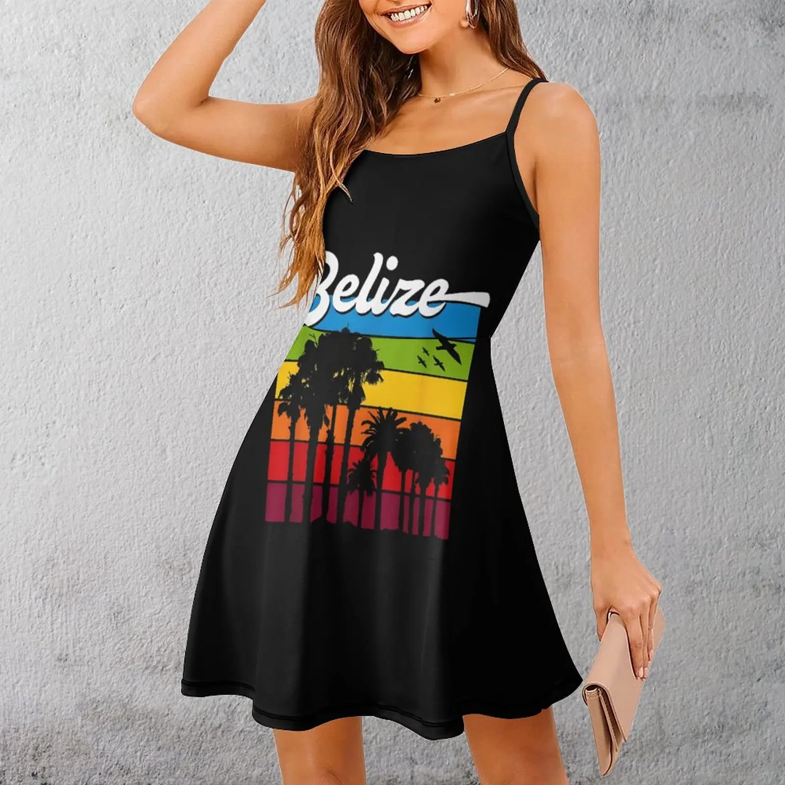 

Экзотическое платье Belize Tropical Paradise Vibes, крутое женское платье на бретельках с графическим рисунком, женская одежда, платье на подтяжках с саркастическими клубами