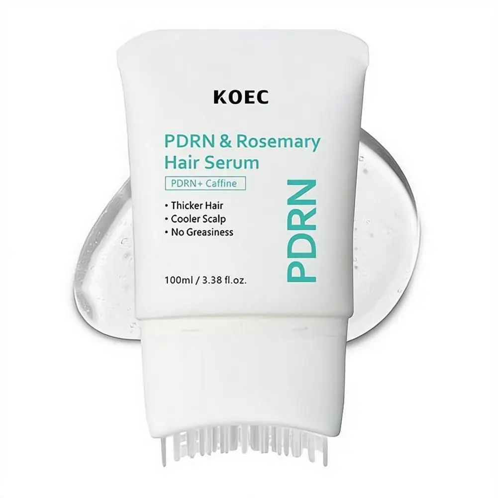 PDRN Rosemary Hair Serum 100ml With Massage Comb Caffeine Scalp Nourish Essence Boost Thicker Hair Refreshing Care