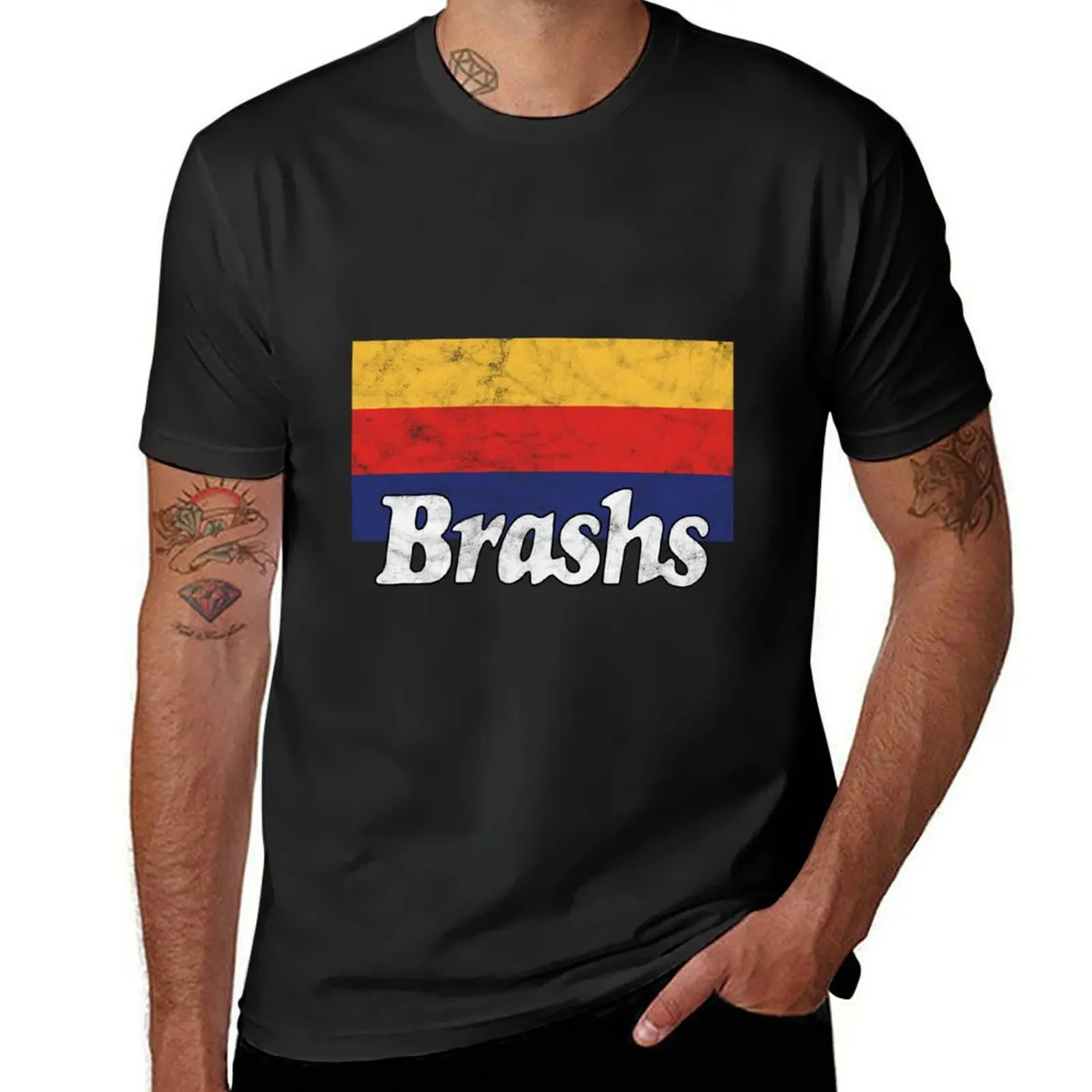 Brashs (Vintage Worn Look] T-Shirt oversized heavyweights mens cotton t shirts