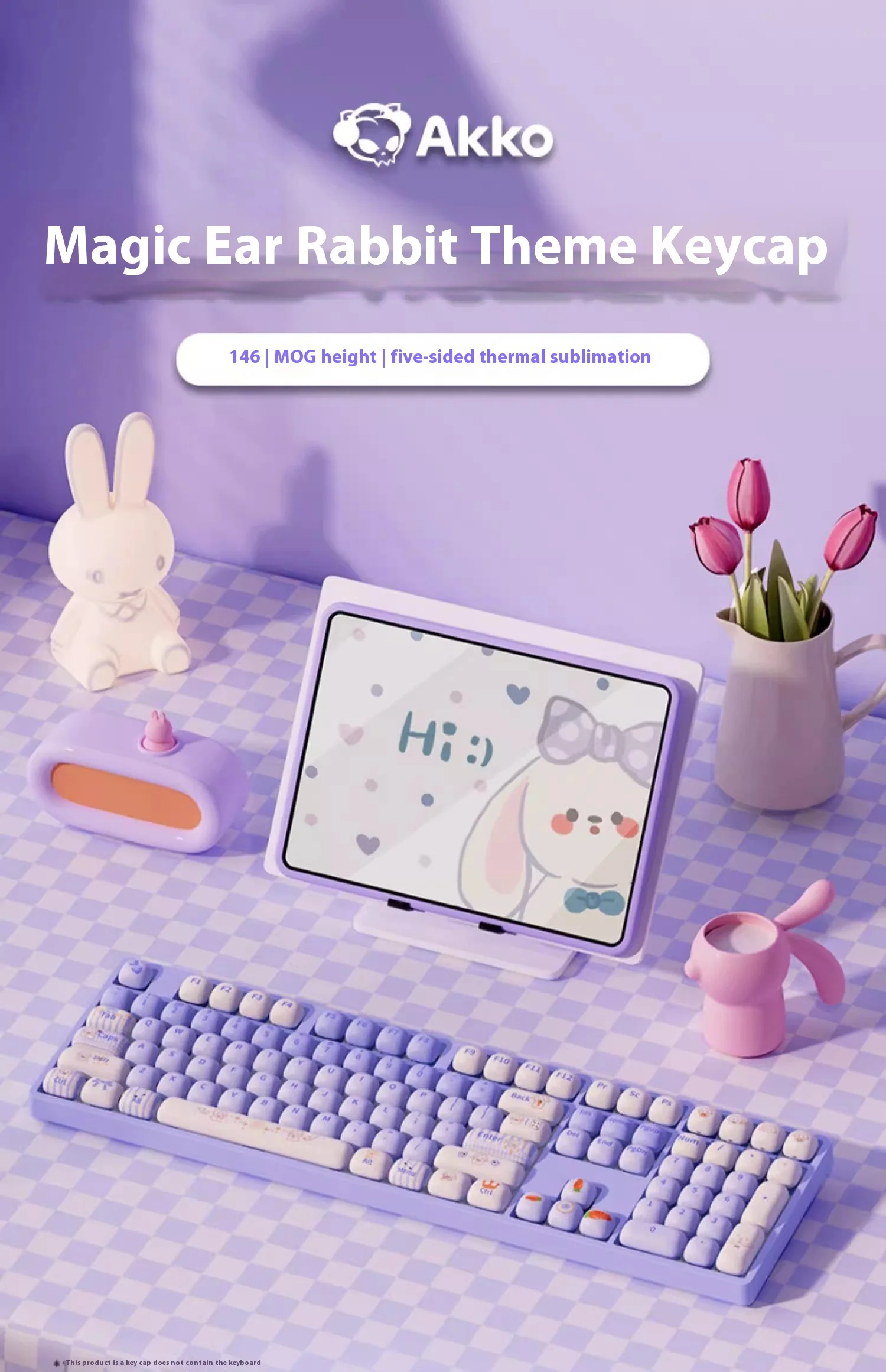 Akko Magic Rabbit Game Keycaps Kawaii Mechanical Keyboard Keycap Thermal Sublimation Pbt Moa Customizetion Office Desktop Keycap