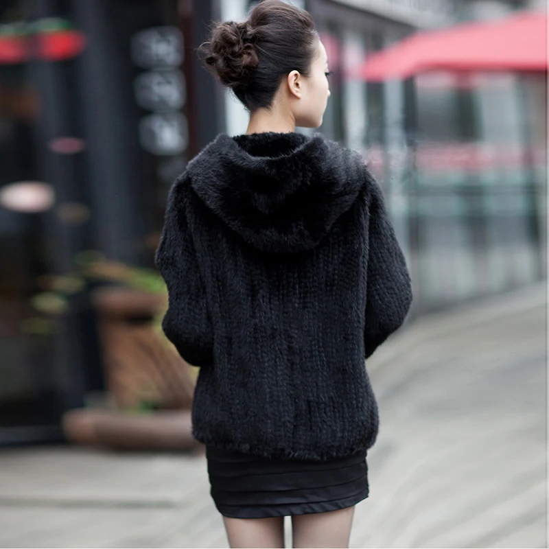 New mink fur coat women\'s long-sleeve top fashion all-match Mink knit jacket mink knitted fur coat