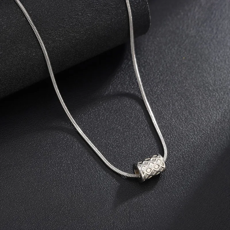 Minimalist Silver Color Necklace, Stainless Steel Snake Chain Adjustable Moving Pendant,Unisex Neck Jewelry Gift