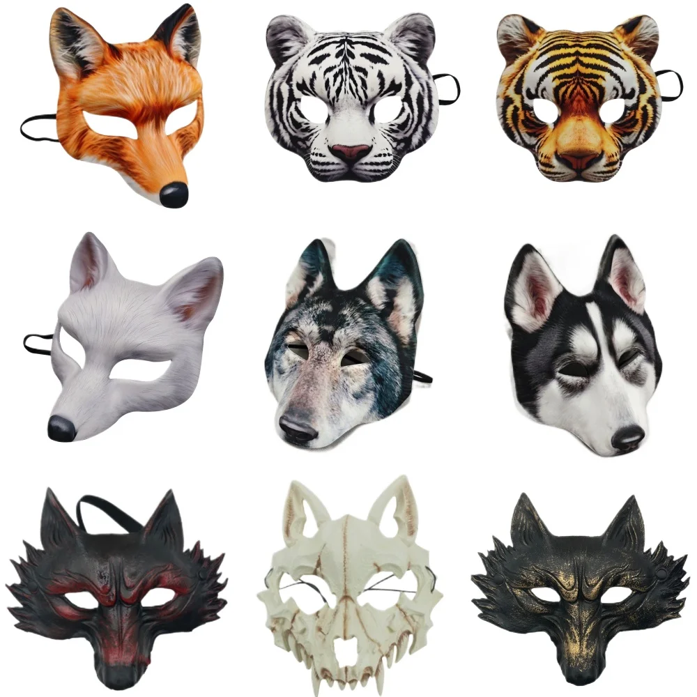 

Animal Face Masks Realistic Fox Wolf Printed Animal Costume Dress Up Themed Party Favors Cosplay Masquerade Prom Ball Masks