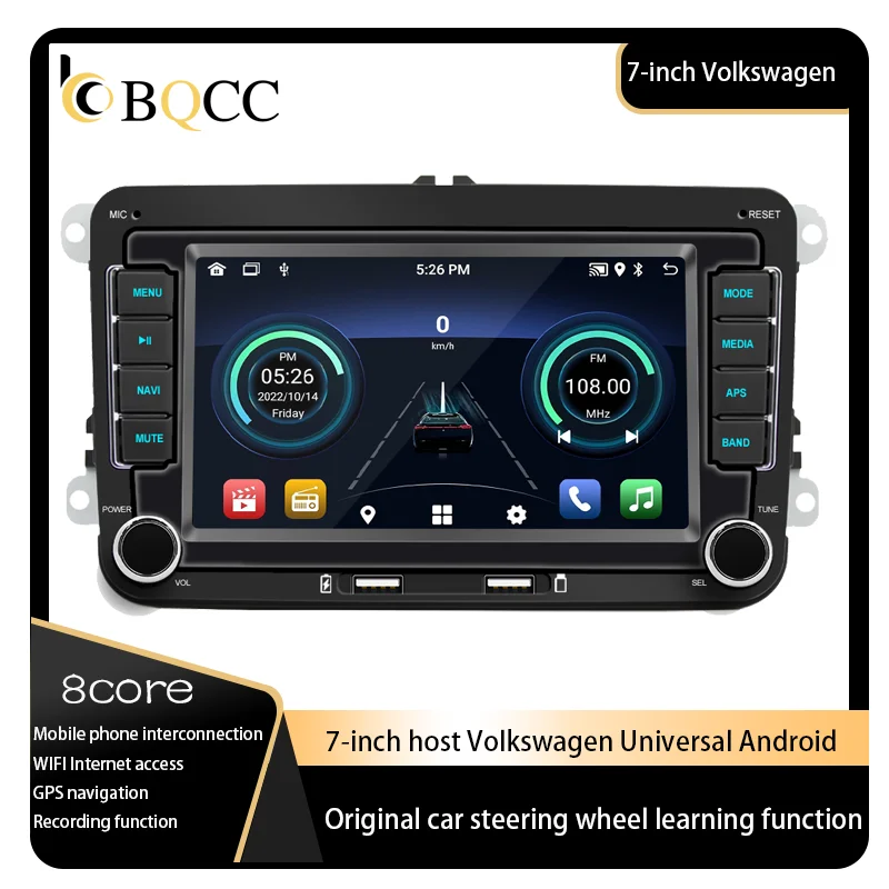 BQCC Volkswagen Universal 7 Inch Car Radio Multimedia Video Player Wireless Carplay Android Auto WIFI GPS Car Stereo AUX USB FM