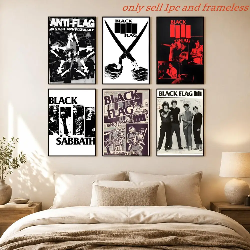 Hardcore Music Black Flag Band Poster HD Home Sticky Wall Waterproof Home Living Room Bar Aesthetic Decor