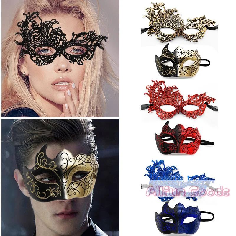 [TG835]2pcs Elegant Black Lace Masquerade Mask Set For Couples Perfect For Venetian Party Mardi Gras And Halloween Celebrations