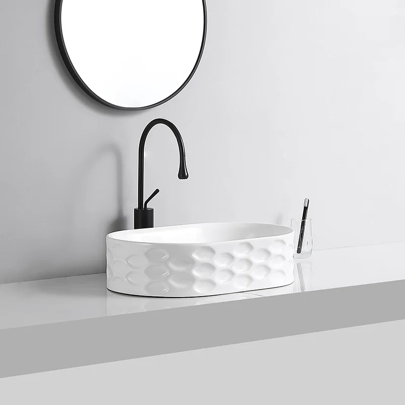 Ceramic hand washing single basin on the stage, integrated ceramic basin on the stage,laundry table with rubbing board