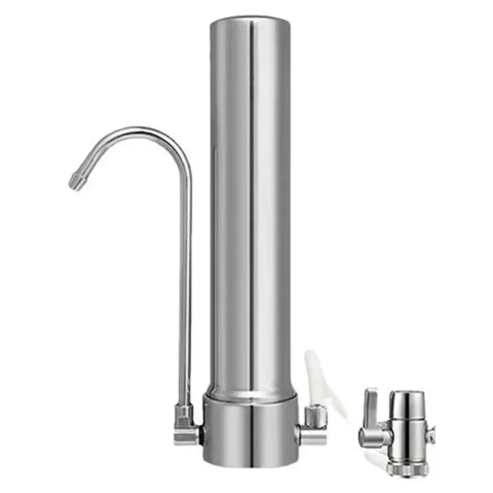 Countertop Water Filter System With Stainless Steel Faucet For Kitchen Descaling Removal Replacement Ceramic Carbon Rod Filter