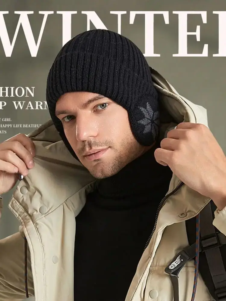 AliExpress WRELS Warm Knitted Earflap Hat Windproof Thickened Plush Hat Men Women Ear Protection Thermal Outdoor Motorcycle Cycling Ski Cap