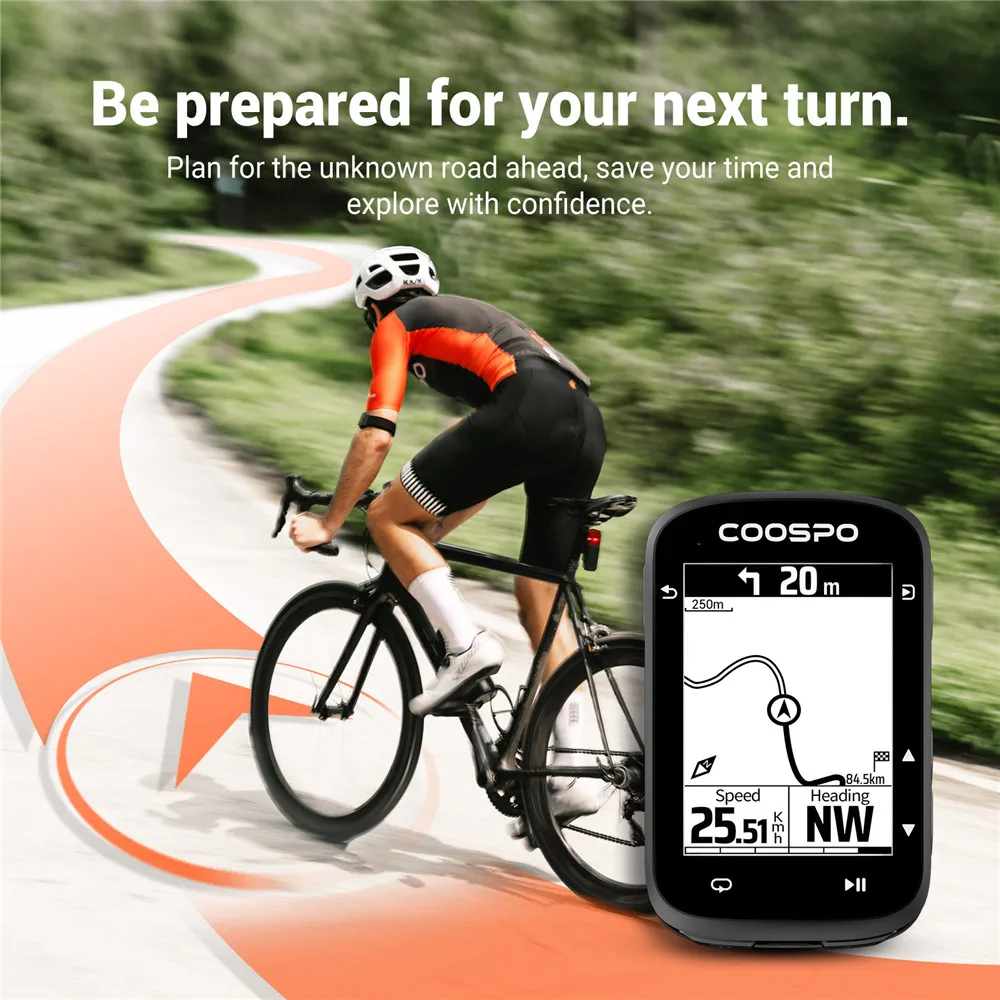 COOSPO CS500 GPS Bike Computer Cycling Odometer Wireless Bicycle Speedometer Route Navigation Cycle Stopwatch ANT+ Bluetooth5.0