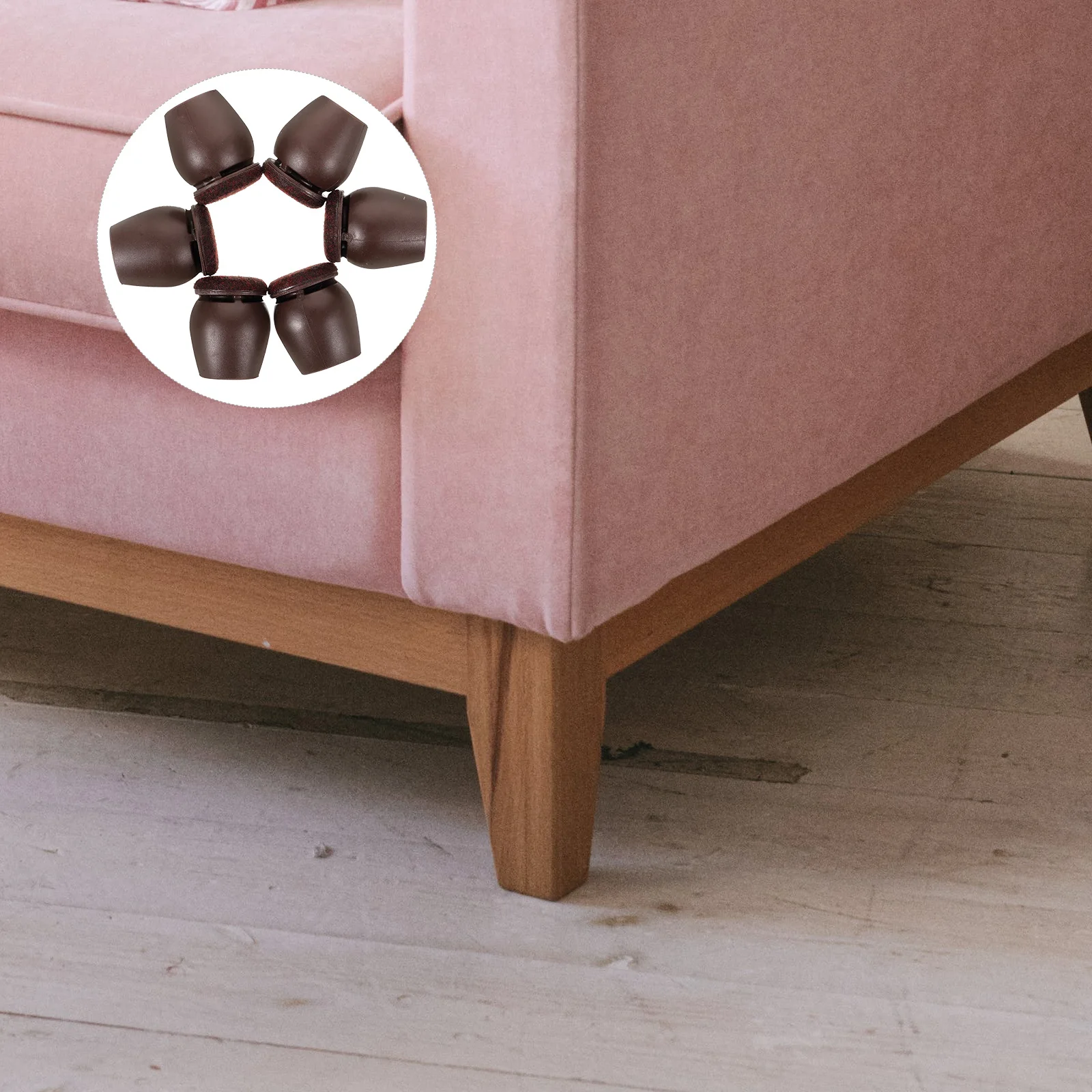 

8 Pcs Shock-absorbing Chair Leg Covers TPE Wear Resistance 20-28mm Furniture Feet Protectors Home Office Accessories Brown Round