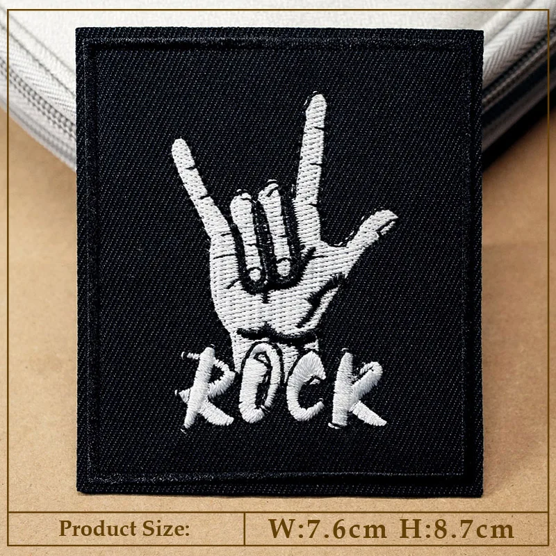 ROCK MUSIC Patch For Clothing Iron On Embroidered Sewing Applique Fabric Badge Apparel Accessories Band