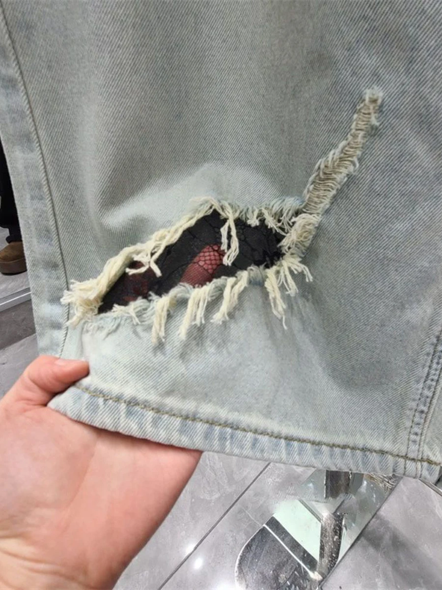 

Новые летние женские широкие джинсы с высокой талией, джинсовые брюки Personali Spicy Girl с вырезами на талии, повседневные длинные брюки...