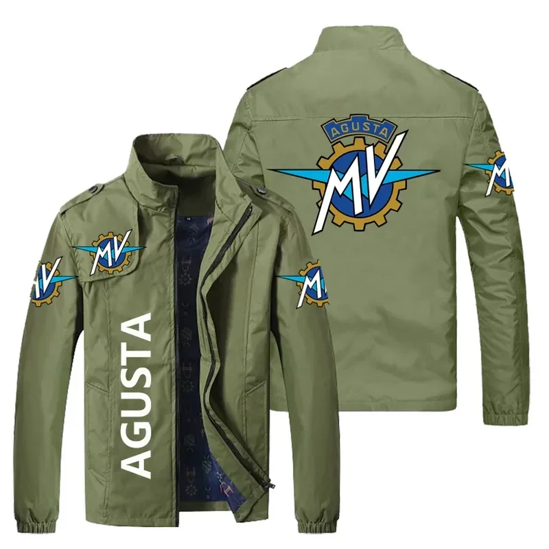 New Spring Autumn Men’s Casual MV Agusta Motorcycle Logo Windbreaker Print Zipper Slim Hip-Hop Bomber Jacket Male Coats