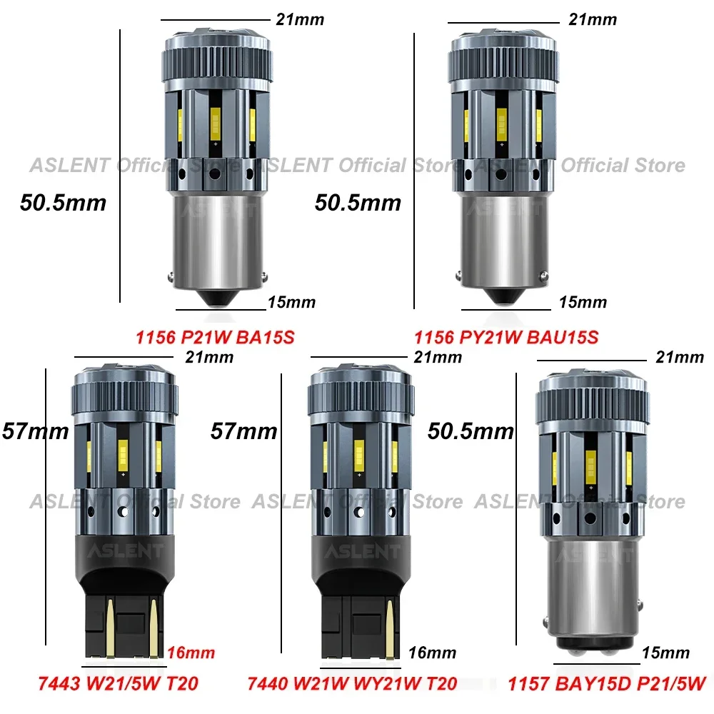 2pcs 7443 W21/5W T20 7440 W21W WY21W LED P21W PY21W P21/5W Car Light 1860 with Fan Canbus Turn Signals Brake Reversing Lights