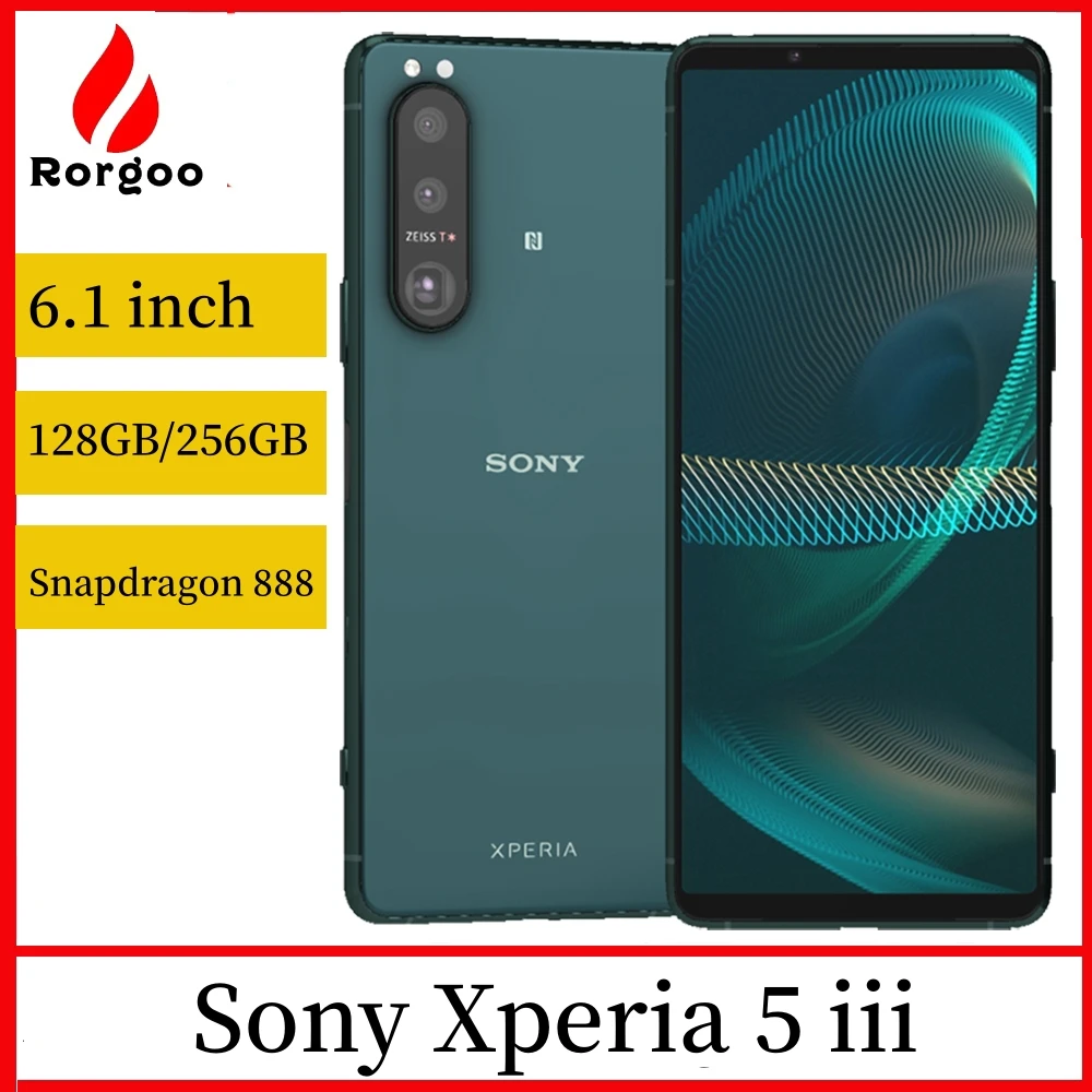 Sony Xperia 5iii 5 iii 5G Оригинальный японский XQ-BQ72 1/2SIM 6,1 дюйма, 8 ГБ ОЗУ, 128/256 ГБ ПЗУ, восьмиядерный сотовый телефон Snapdragon 888 NFC