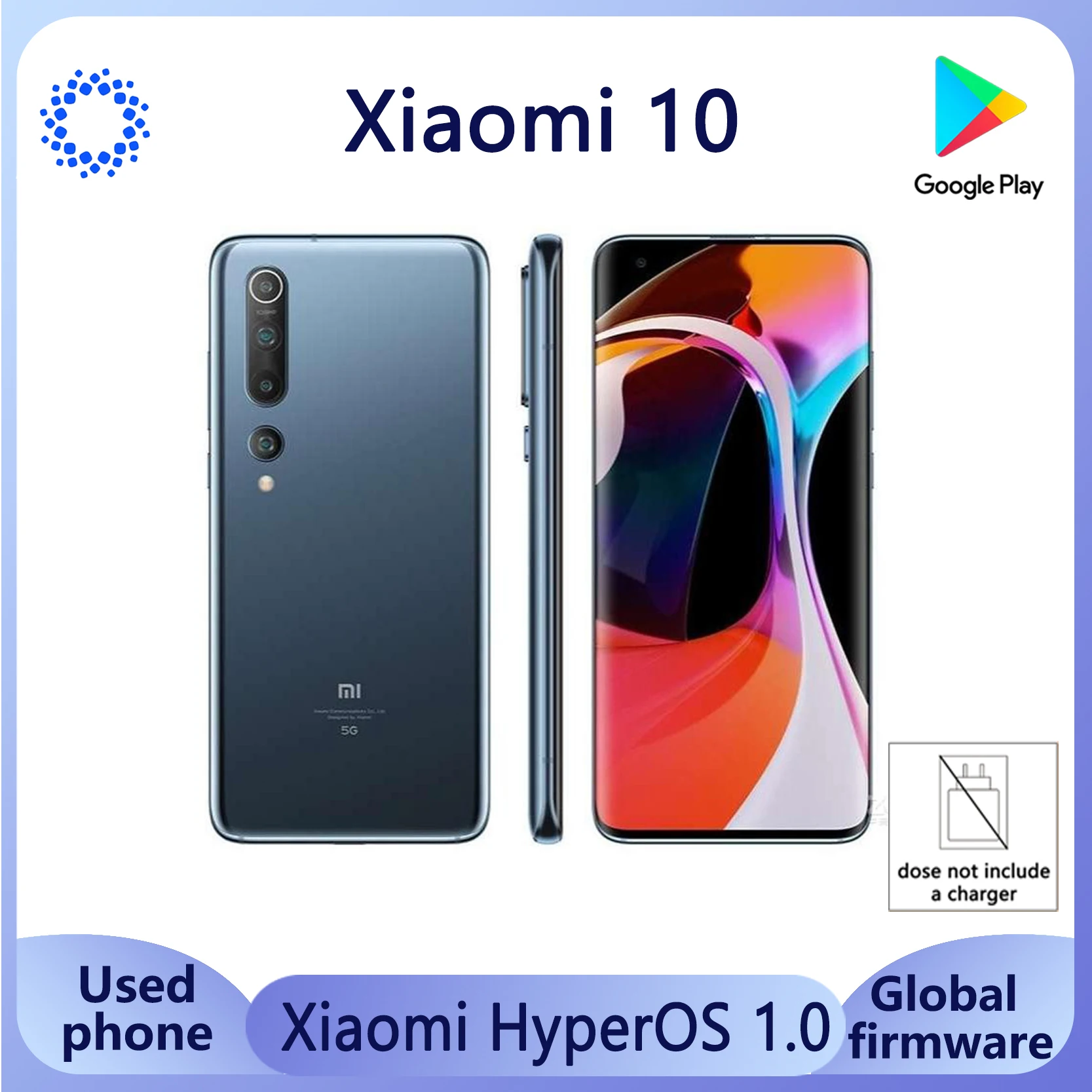 Xiaomi 10 Smartphone HyperOS 1.0 CPU Snapdragon 865 100MP Camera 4780mAh battery Global Version unlocked used phones no charger